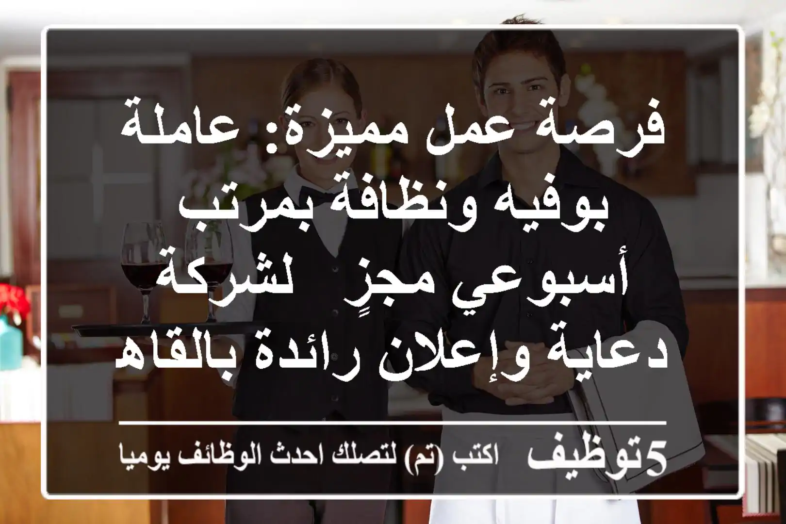 فرصة عمل مميزة: عاملة بوفيه ونظافة بمرتب أسبوعي مجزٍ - لشركة دعاية وإعلان رائدة بالقاهرة (حدائق الزيتون) - انضمي لفريقنا!