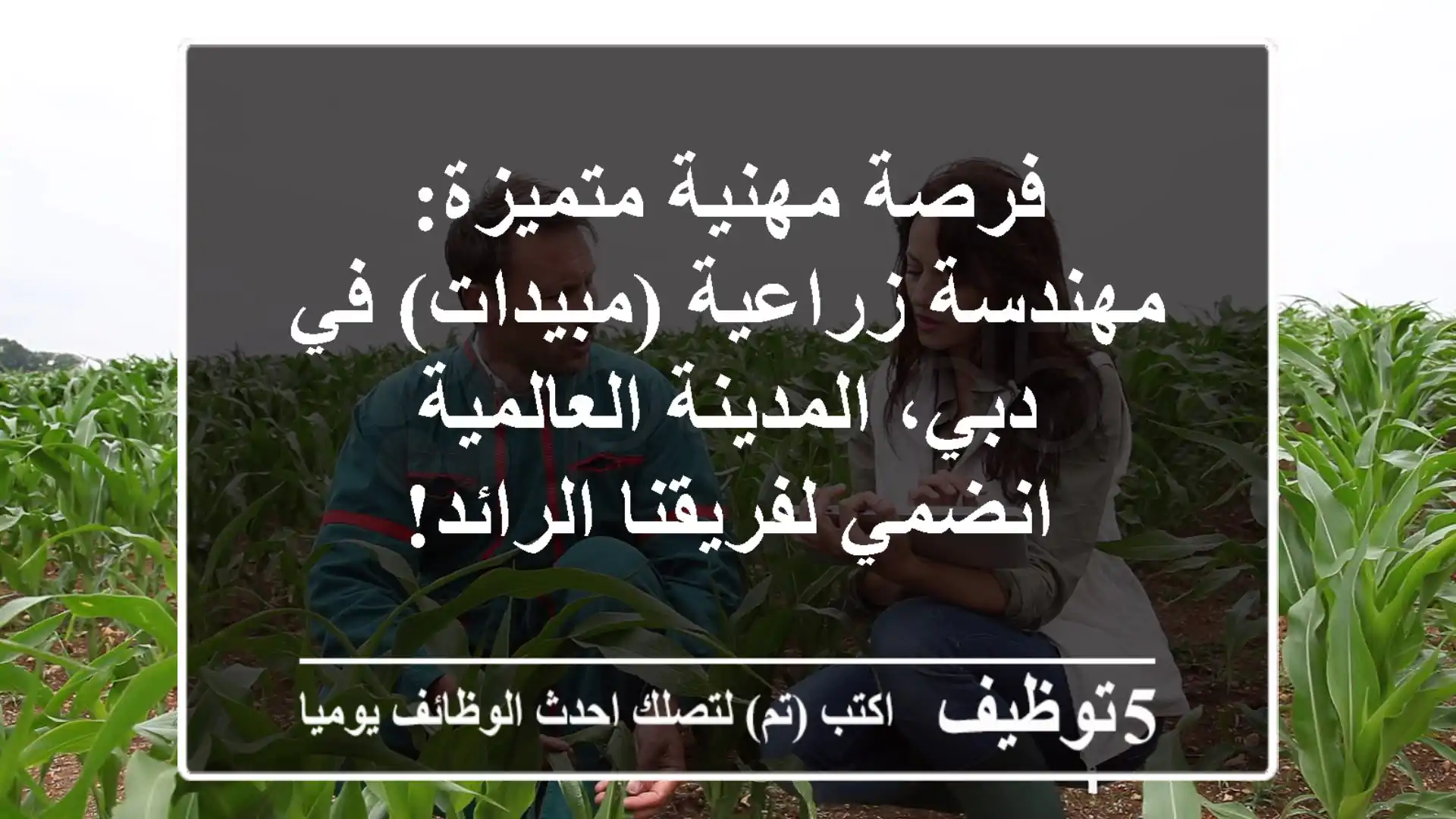 فرصة مهنية متميزة: مهندسة زراعية (مبيدات) في دبي، المدينة العالمية - انضمي لفريقنا الرائد!