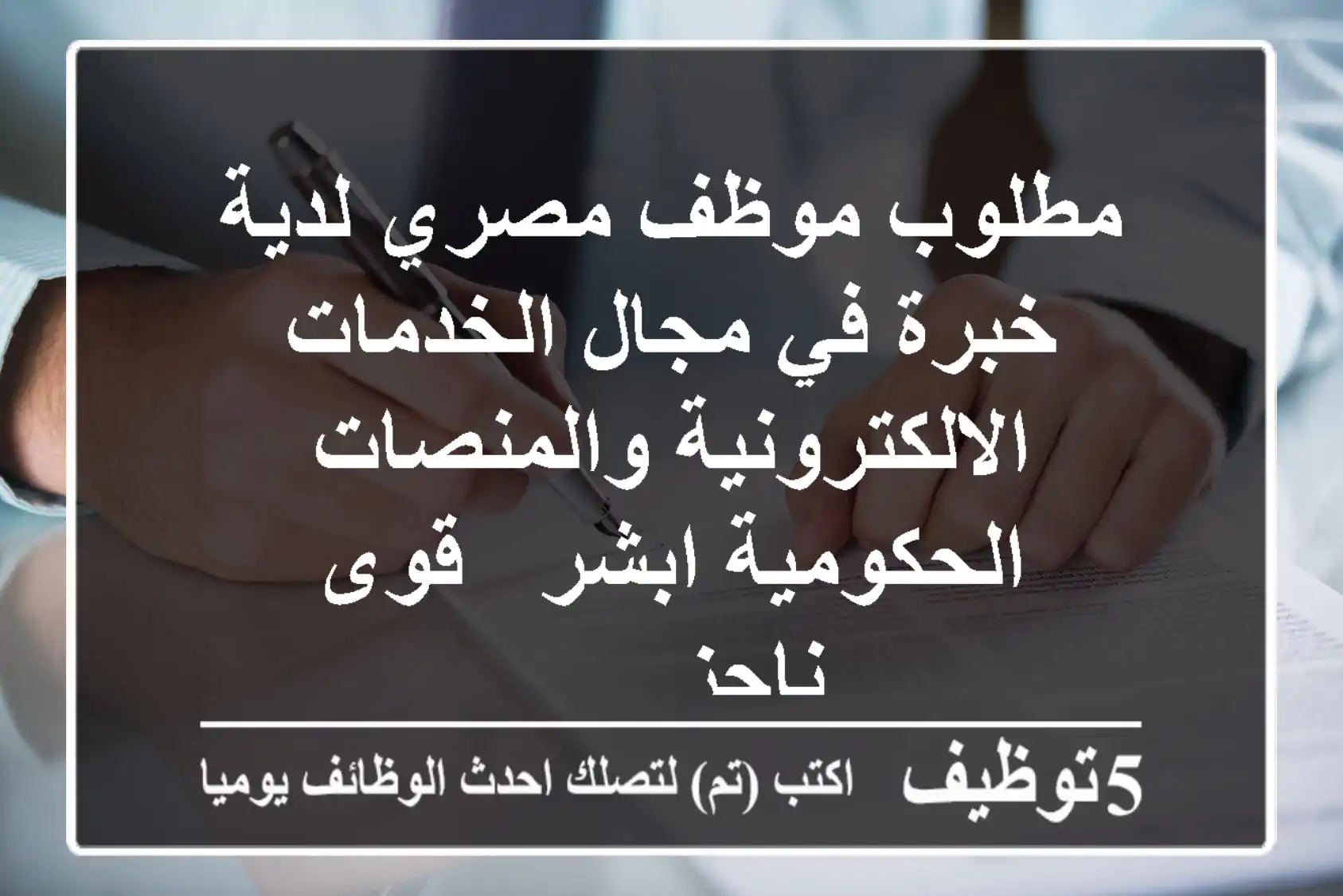 مطلوب موظف مصري لدية خبرة في مجال الخدمات الالكترونية والمنصات الحكومية ابشر - قوى - ناجز - ...