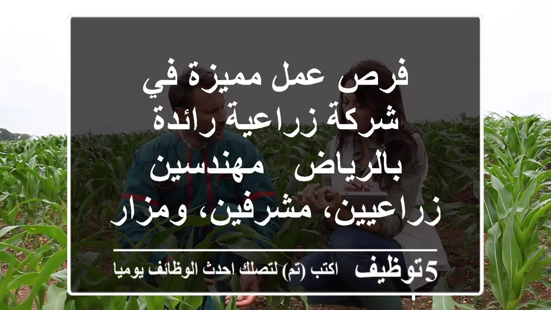 فرص عمل مميزة في شركة زراعية رائدة بالرياض - مهندسين زراعيين، مشرفين، ومزارعين