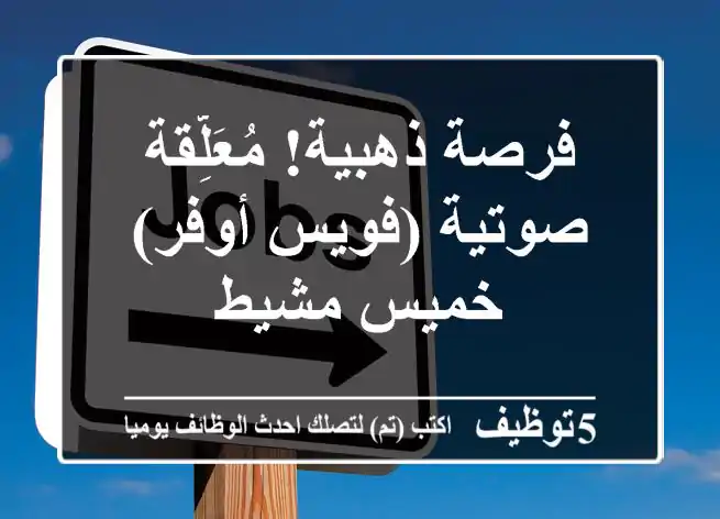 فرصة ذهبية! مُعَلِّقة صوتية (فويس أوفر) - خميس مشيط