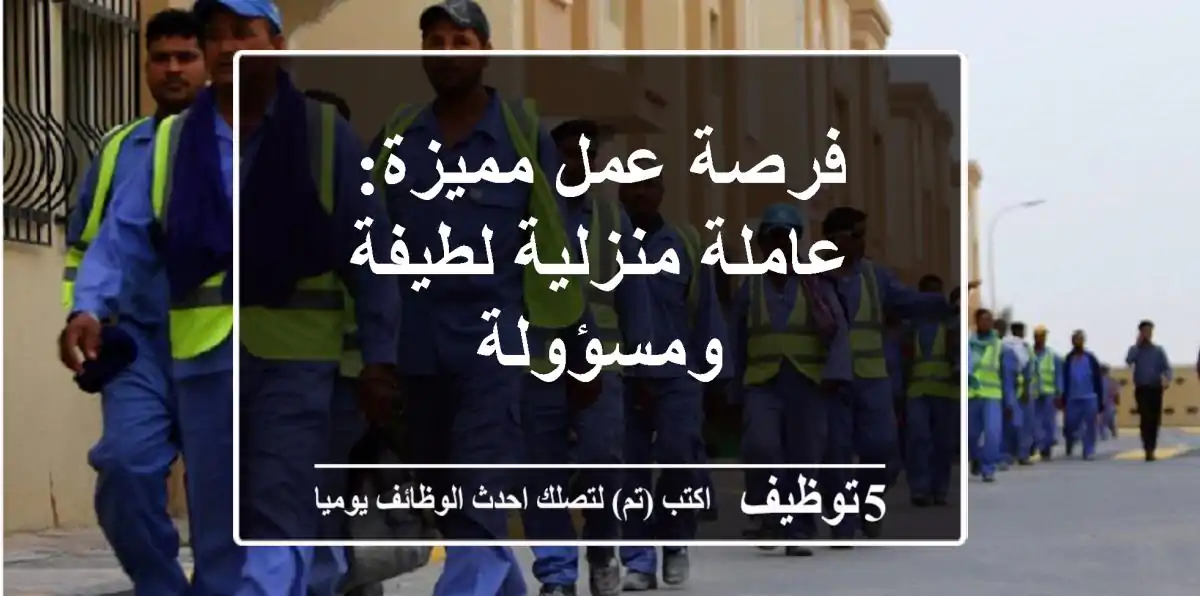 فرصة عمل مميزة: عاملة منزلية لطيفة ومسؤولة