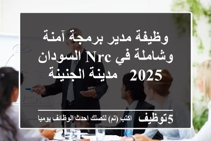 وظيفة مدير برمجة آمنة وشاملة في NRC السودان 2025 - مدينة الجنينة