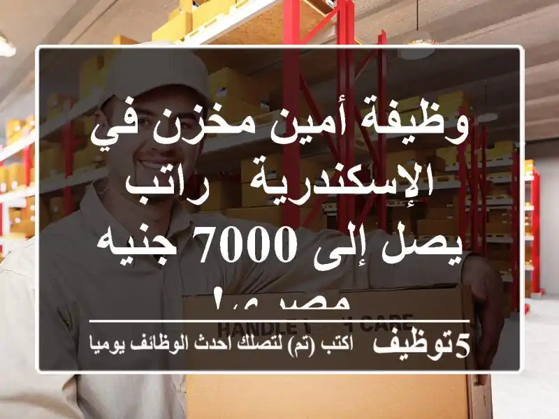 وظيفة أمين مخزن في الإسكندرية - راتب يصل إلى 7000 جنيه مصري!