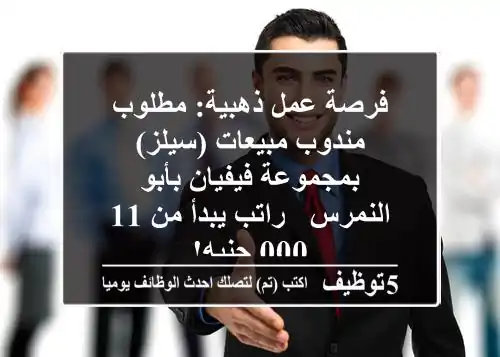 فرصة عمل ذهبية: مطلوب مندوب مبيعات (سيلز) بمجموعة فيفيان بأبو النمرس - راتب يبدأ من 11,000 جنيه!