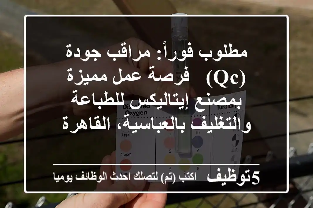 مطلوب فوراً: مراقب جودة (QC) - فرصة عمل مميزة بمصنع إيتاليكس للطباعة والتغليف بالعباسية، القاهرة