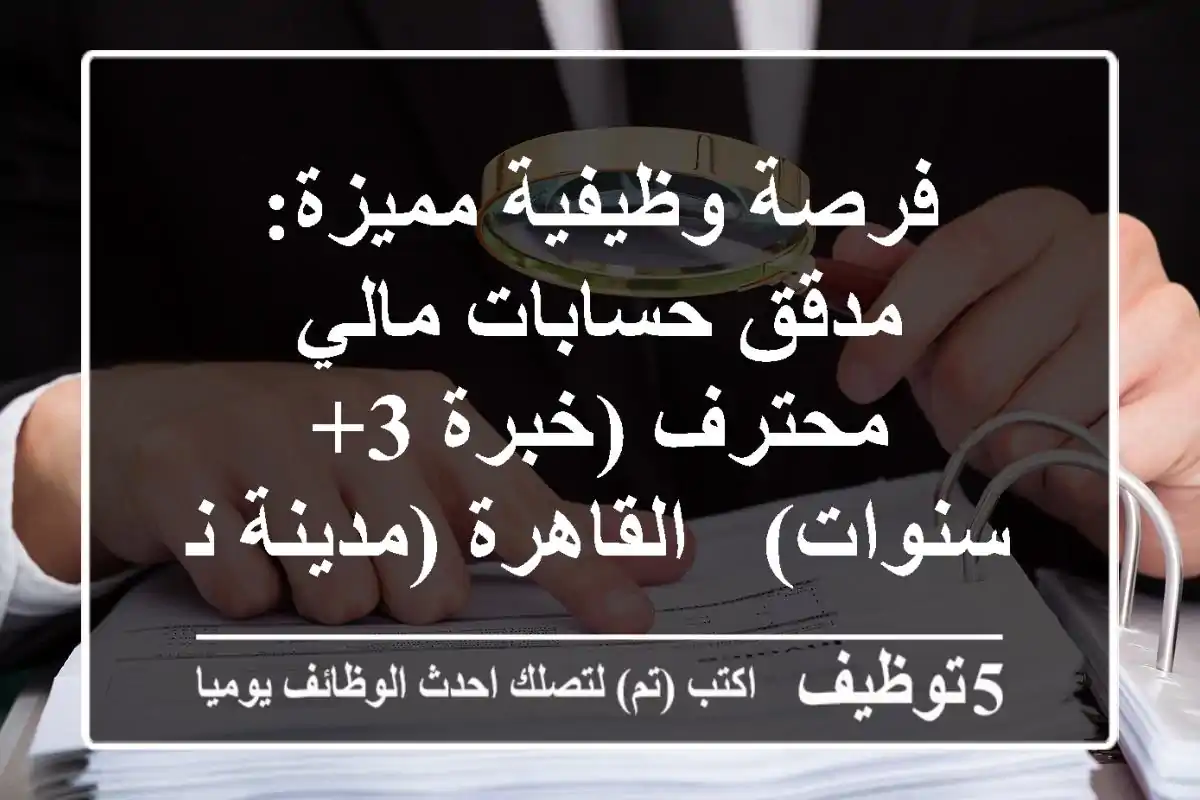 فرصة وظيفية مميزة: مدقق حسابات مالي محترف (خبرة 3+ سنوات) - القاهرة (مدينة نصر)