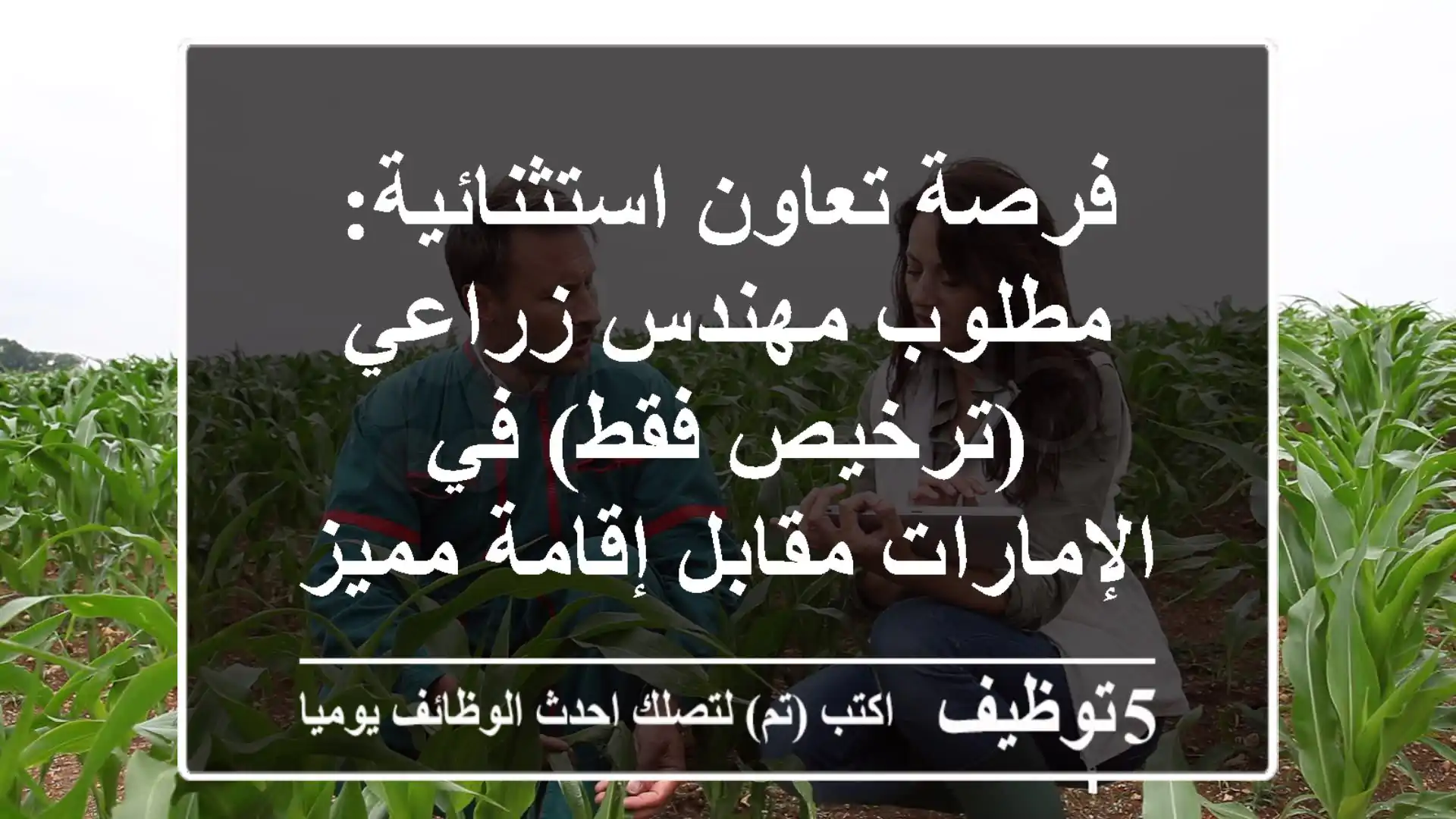 فرصة تعاون استثنائية: مطلوب مهندس زراعي (ترخيص فقط) في الإمارات مقابل إقامة مميزة! 🇦🇪