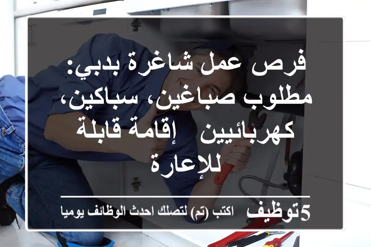 فرص عمل شاغرة بدبي: مطلوب صباغين، سباكين، كهربائيين - إقامة قابلة للإعارة