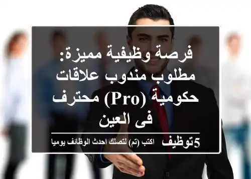 فرصة وظيفية مميزة: مطلوب مندوب علاقات حكومية (PRO) محترف في العين