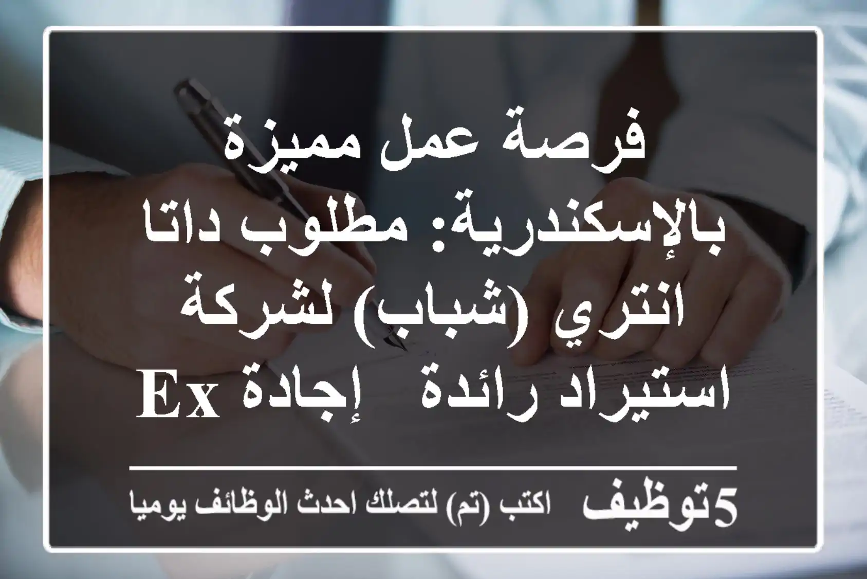 فرصة عمل مميزة بالإسكندرية: مطلوب داتا انتري (شباب) لشركة استيراد رائدة - إجادة Excel