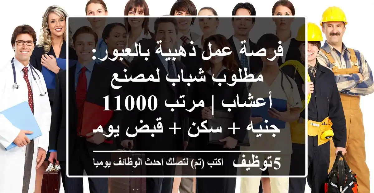 فرصة عمل ذهبية بالعبور: مطلوب شباب لمصنع أعشاب | مرتب 11000 جنيه + سكن + قبض يومي
