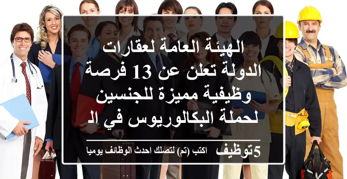 الهيئة العامة لعقارات الدولة تعلن عن 13 فرصة وظيفية مميزة للجنسين لحملة البكالوريوس في السعودية