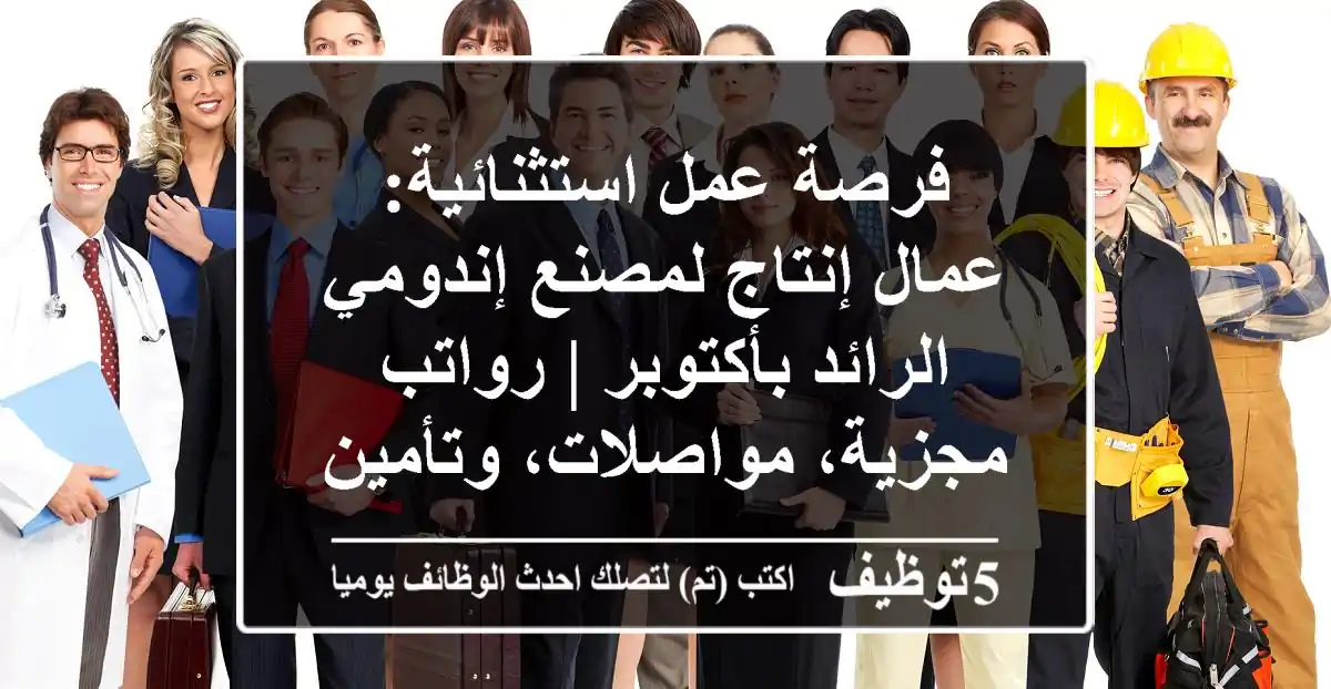 فرصة عمل استثنائية: عمال إنتاج لمصنع إندومي الرائد بأكتوبر | رواتب مجزية، مواصلات، وتأمين شامل