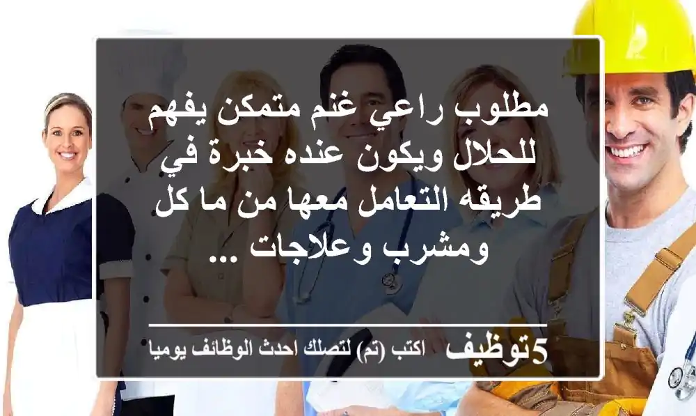 مطلوب راعي غنم متمكن يفهم للحلال ويكون عنده خبرة في طريقه التعامل معها من ما كل ومشرب وعلاجات ...