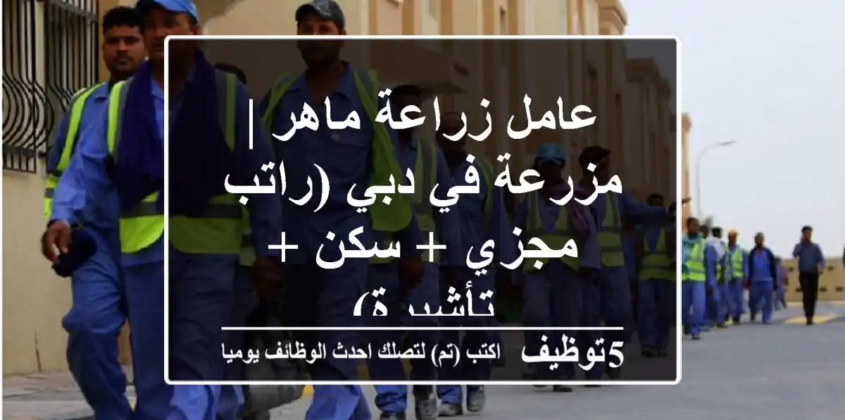 عامل زراعة ماهر | مزرعة في دبي (راتب مجزي + سكن + تأشيرة)