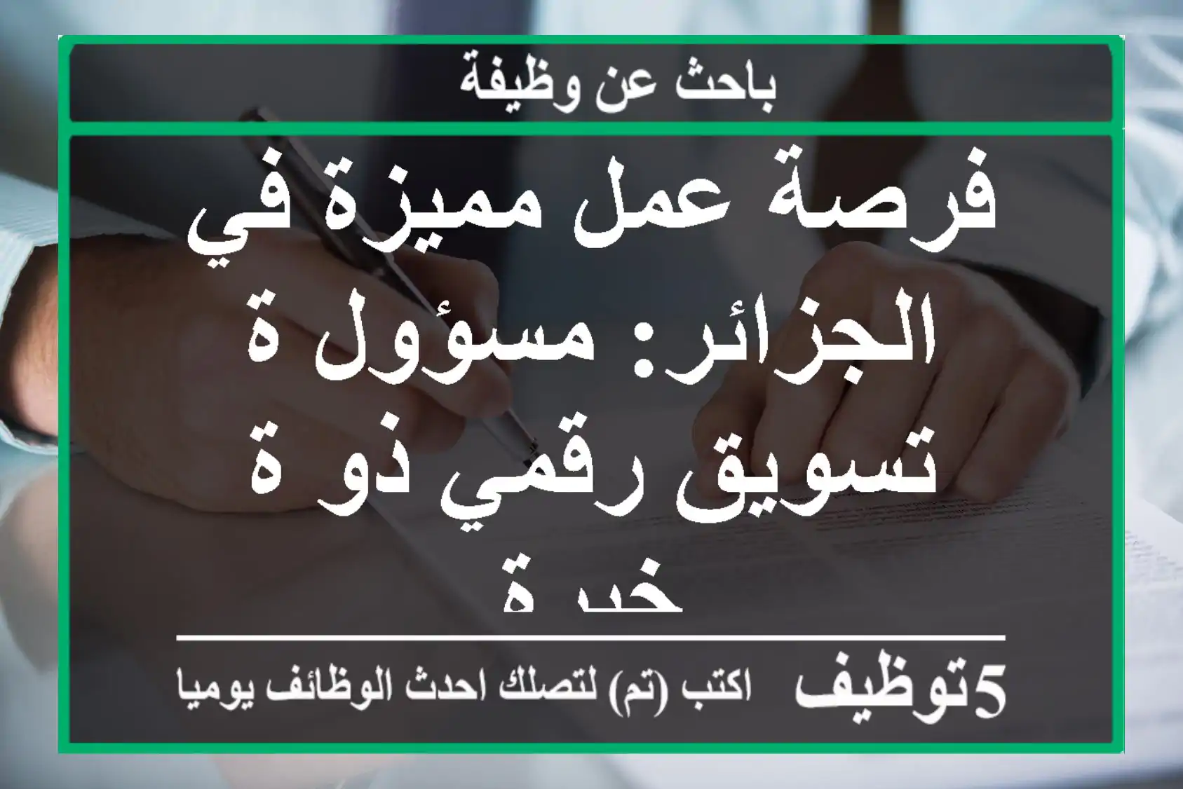فرصة عمل مميزة في الجزائر: مسؤول/ة تسويق رقمي ذو/ة خبرة