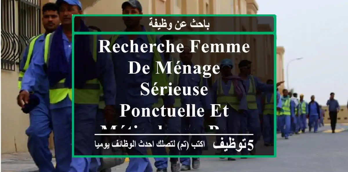 recherche femme de ménage sérieuse, ponctuelle et méticuleuse, pour assurer l’hygiène et ...