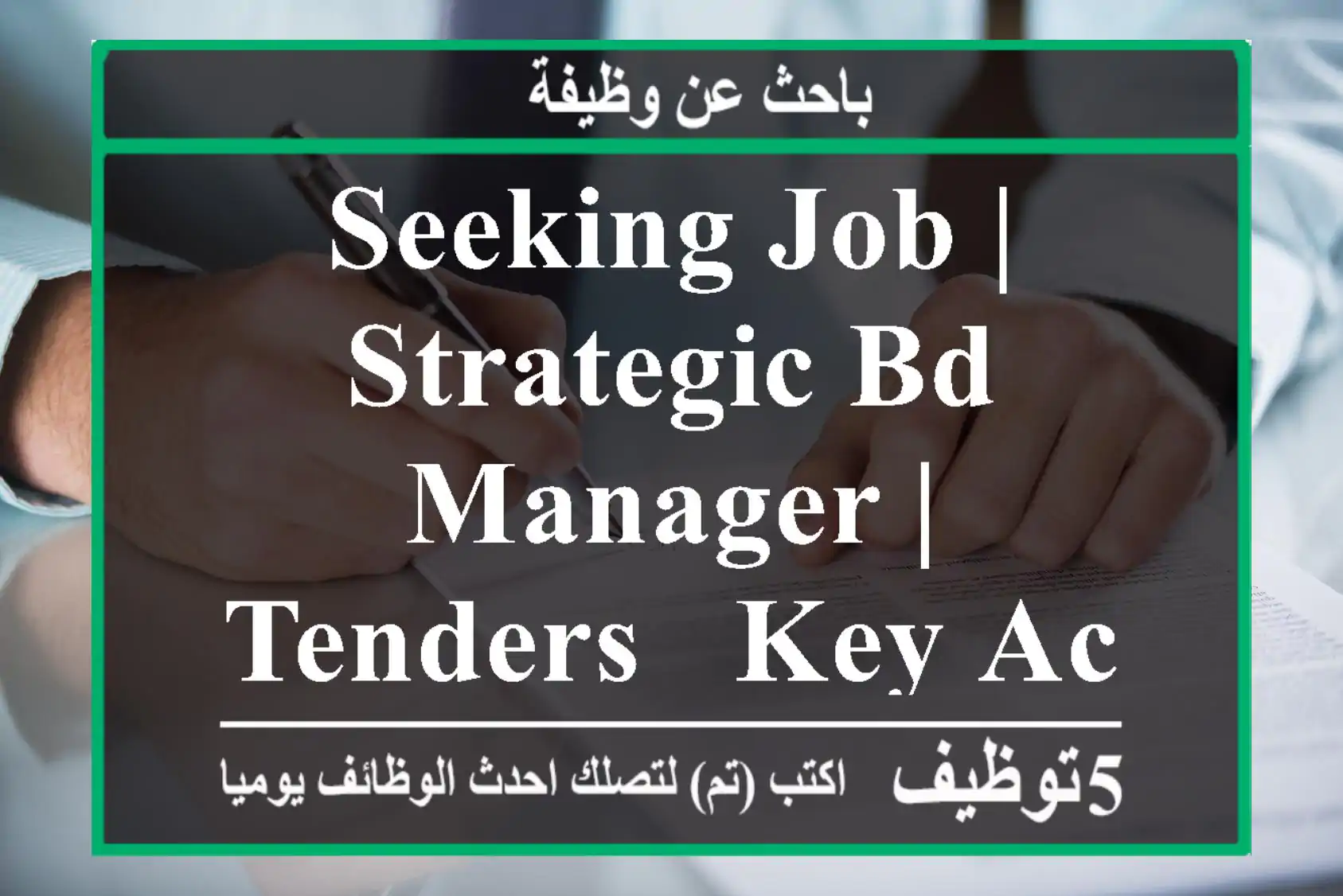 Seeking Job | Strategic BD Manager | Tenders & Key Accounts Expert