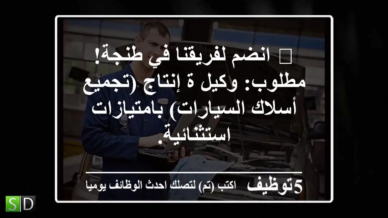 🌟 انضم لفريقنا في طنجة! مطلوب: وكيل/ة إنتاج (تجميع أسلاك السيارات) بامتيازات استثنائية.
