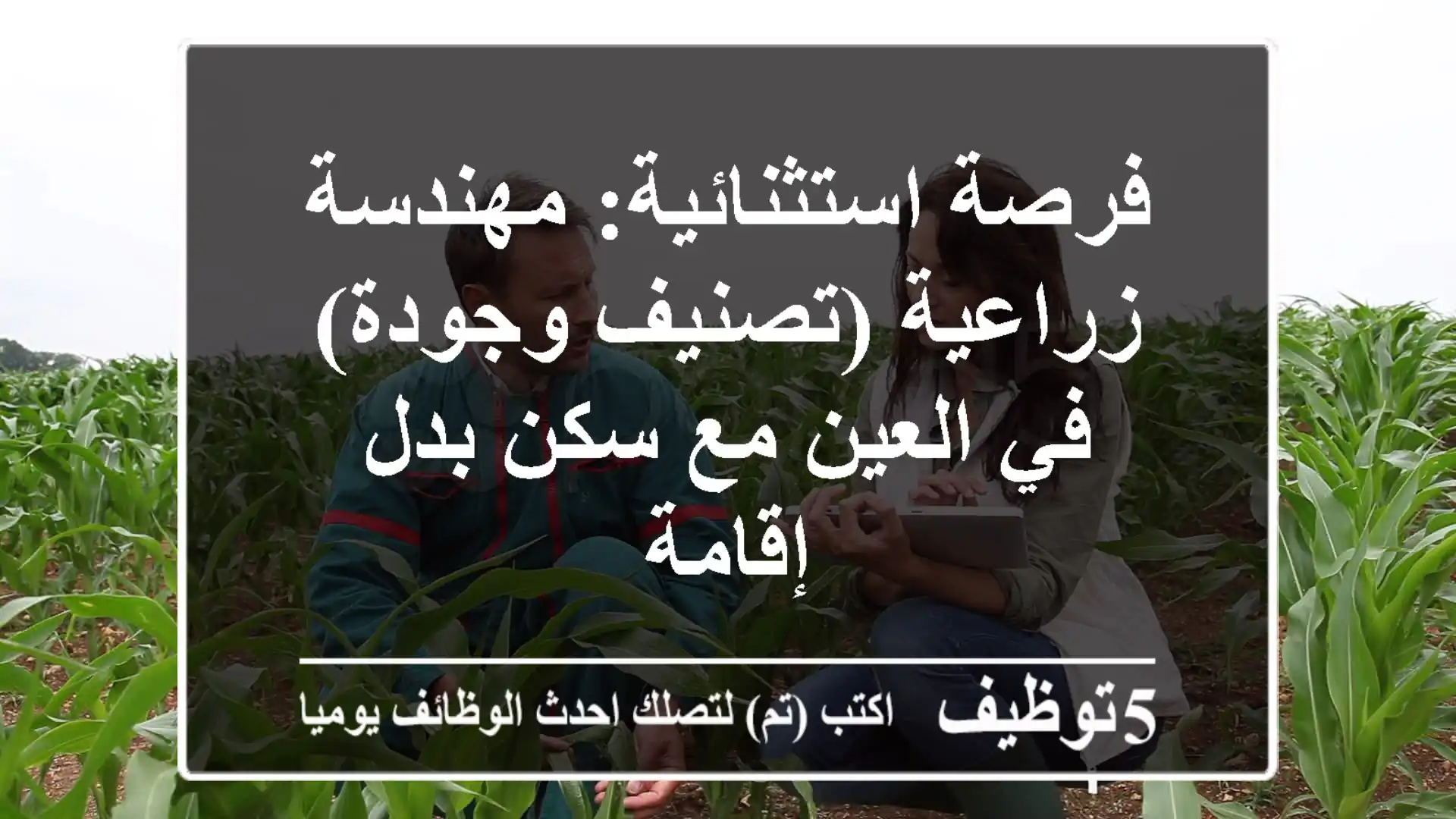 فرصة استثنائية: مهندسة زراعية (تصنيف وجودة) في العين مع سكن/بدل إقامة