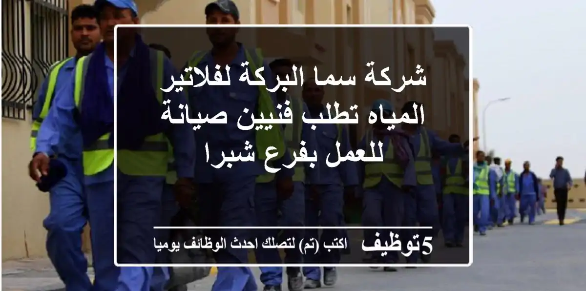 شركة سما البركة لفلاتير المياه تطلب فنيين صيانة للعمل بفرع شبرا