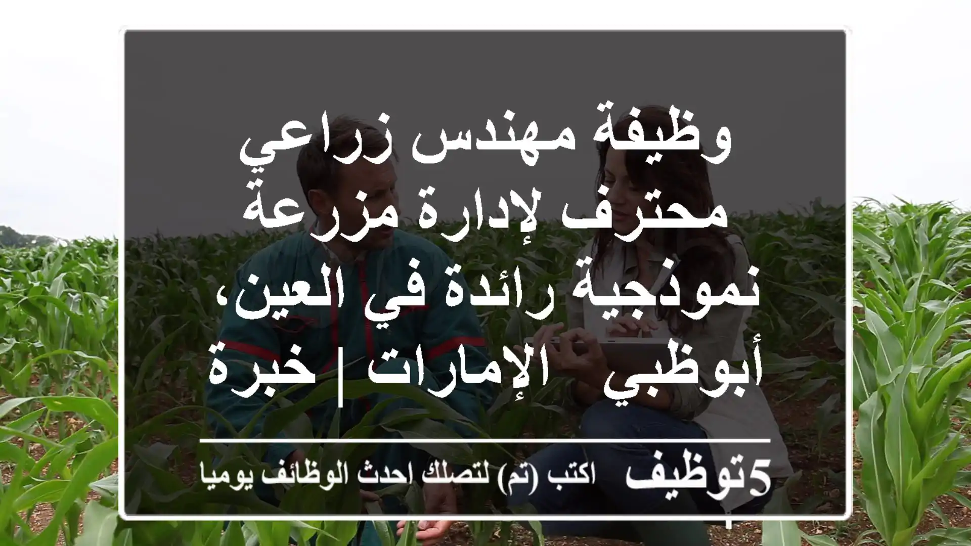 وظيفة مهندس زراعي محترف لإدارة مزرعة نموذجية رائدة في العين، أبوظبي - الإمارات | خبرة 10 سنوات