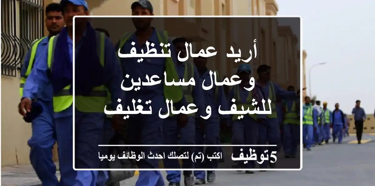 أريد عمال تنظيف وعمال مساعدين للشيف وعمال تغليف
